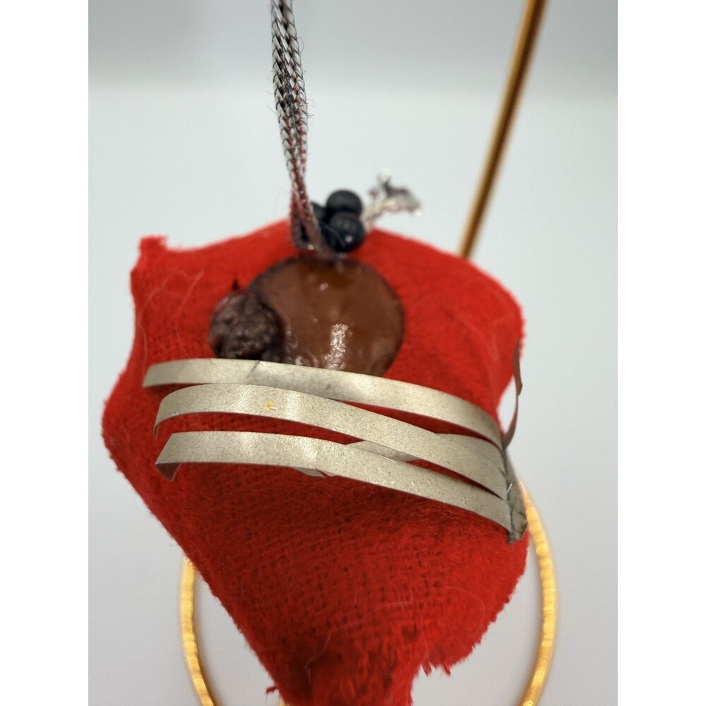 Vintage Christmas Elf Ornament Knee Hugger Red Felt Poseable Pixie Retro - Picture 7 of 13